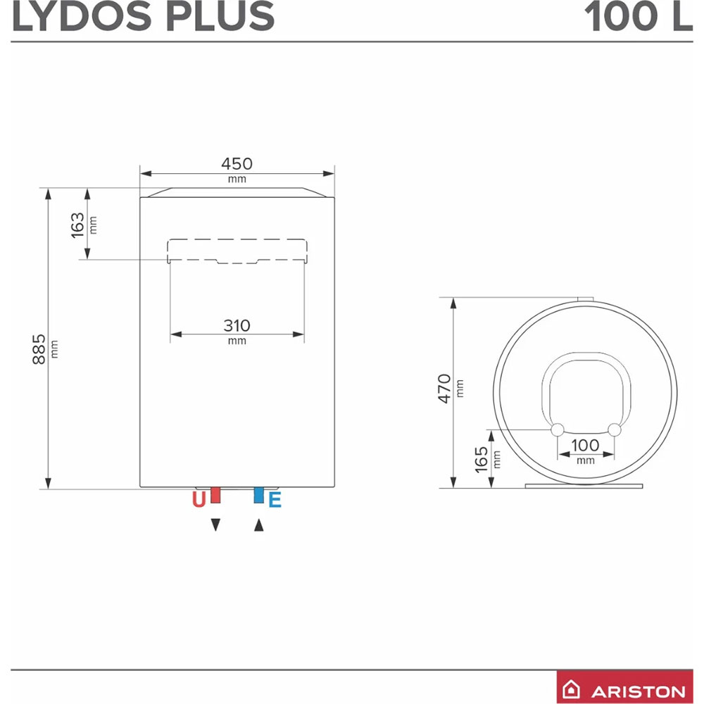 Boiler electric ARISTON Lydos Plus, 100L, 1800W, alb