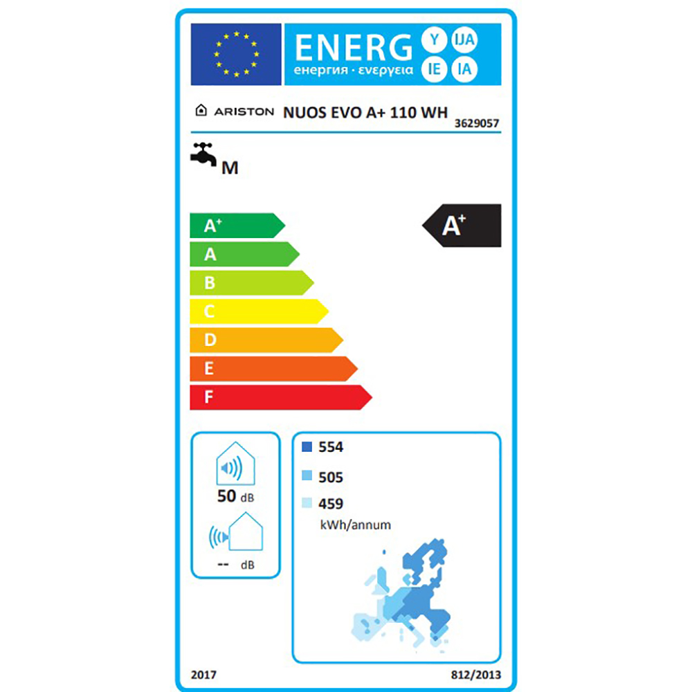 Boiler electric cu pompa de caldura ARISTON Nuos Evo A Plus, 110l, 1200W, alb