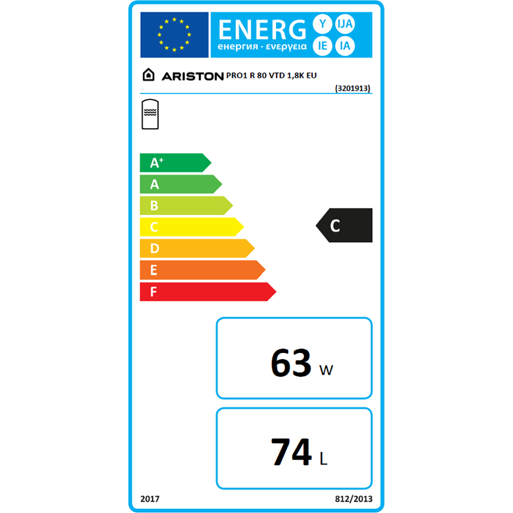 Boiler electric ARISTON Pro 1 R VTD, 80l, 1800W, alb