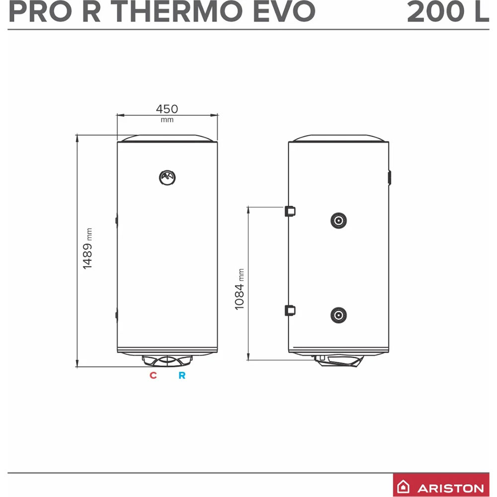 Boiler electric ARISTON Pro R Thermo Evo, 200l, 2000W, alb