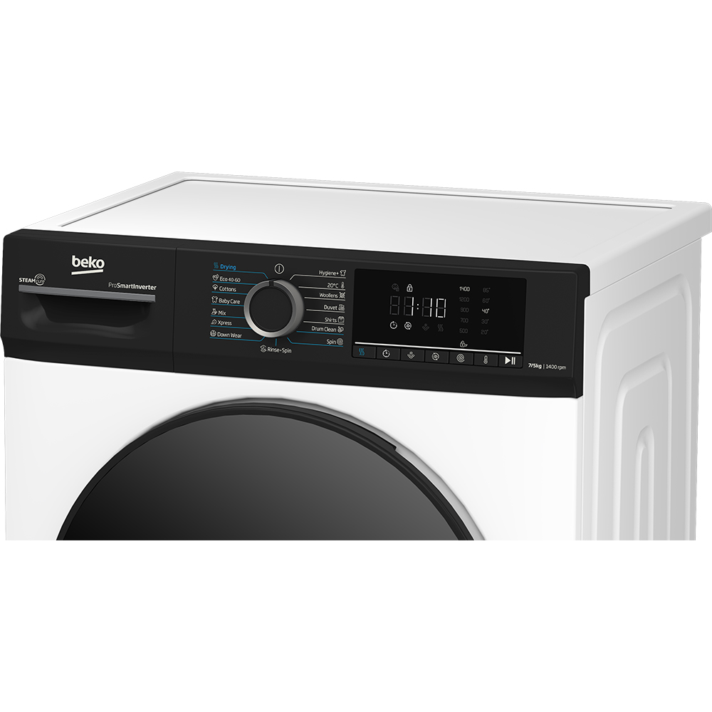 Masina de spalat rufe frontala cu uscator BEKO BMM5DFO5741WPB, SteamCure, 7/5 kg, 1400rpm, Clasa A/D, alb