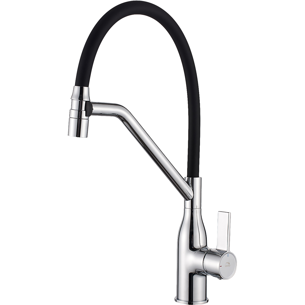 Baterie bucatarie LAVEO Botta B45 778D, pipa flexibila, alama, crom-negru