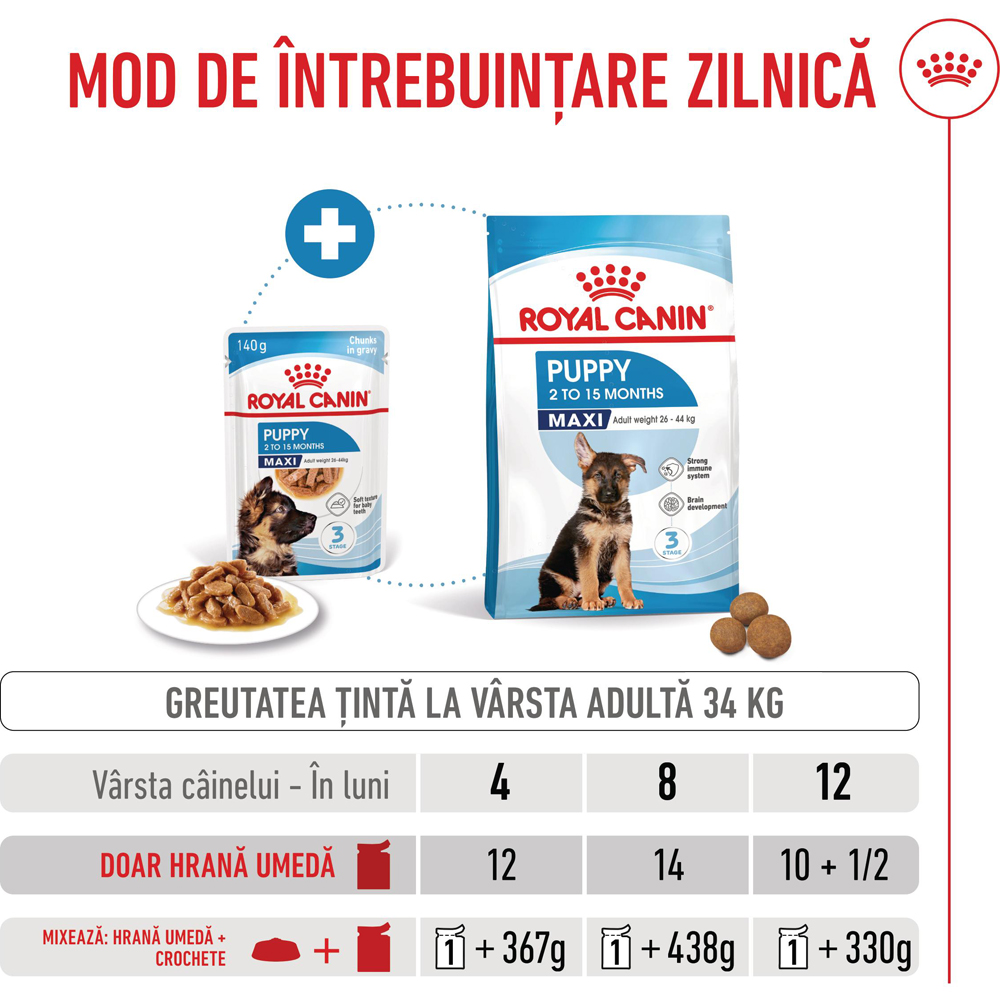 Hrana umeda pentru caini ROYAL CANIN SHN Maxi Gravy, Junior, 140 g