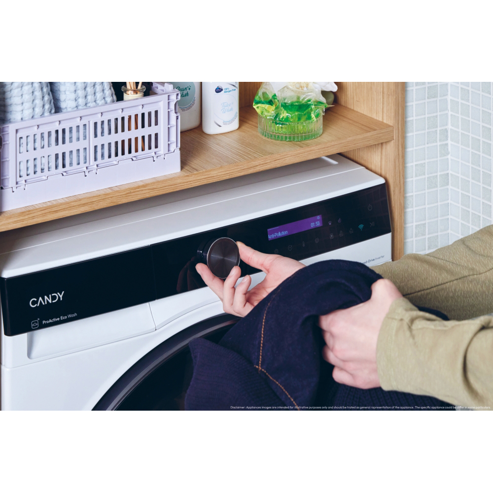 Masina de spalat rufe frontala CANDY BS B12B8-S, ProActive EcoWash, 12 kg, 1400rpm, Clasa A, Wi-Fi, alb