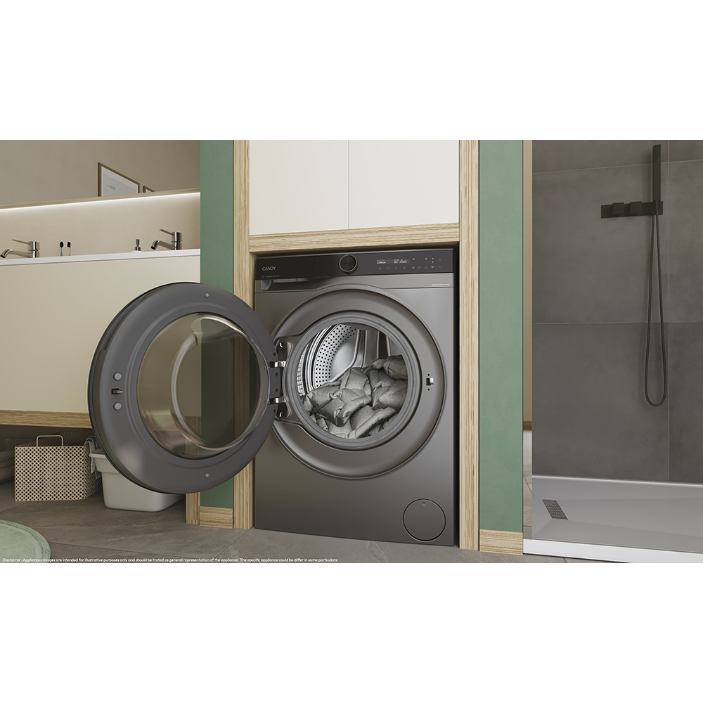 Masina de spalat rufe frontala slim CANDY BS 48SB6G-S, ProActive EcoWash, 8 kg, 1400rpm, Clasa A, Wi-Fi, antracit