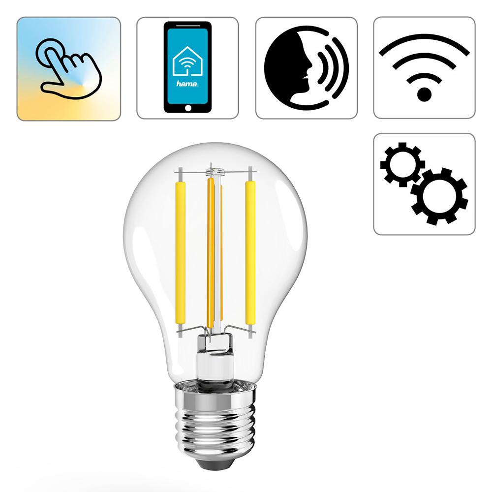 Bec LED Smart HAMA 176603, E27, 7W, 806lm, Wi-Fi, lumina variabila, compatibil Alexa