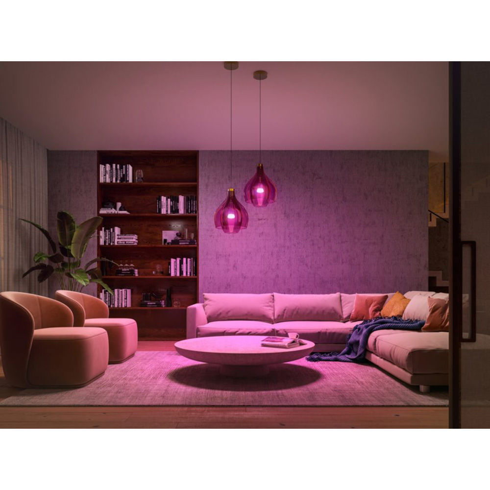 Kit 2 becuri LED PHILIPS Hue 8719514291492, 9W (75W), E27, Lumina RGB + Bridge