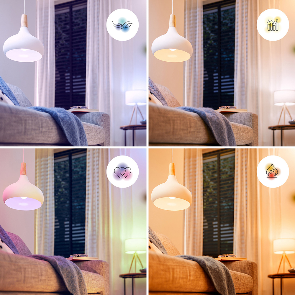 Bec LED Smart PHILIPS 8719514437395, E27, 4.9W, 470lm, Wi-Fi, lumina variabila, compatibil Alexa, Google Assistant