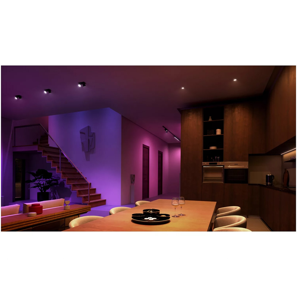 Set 2 becuri LED PHILIPS HUE, GU5.3, 6.3W, 400lm, Wi-Fi, lumina variabila, compatibil Alexa, Google Assistant