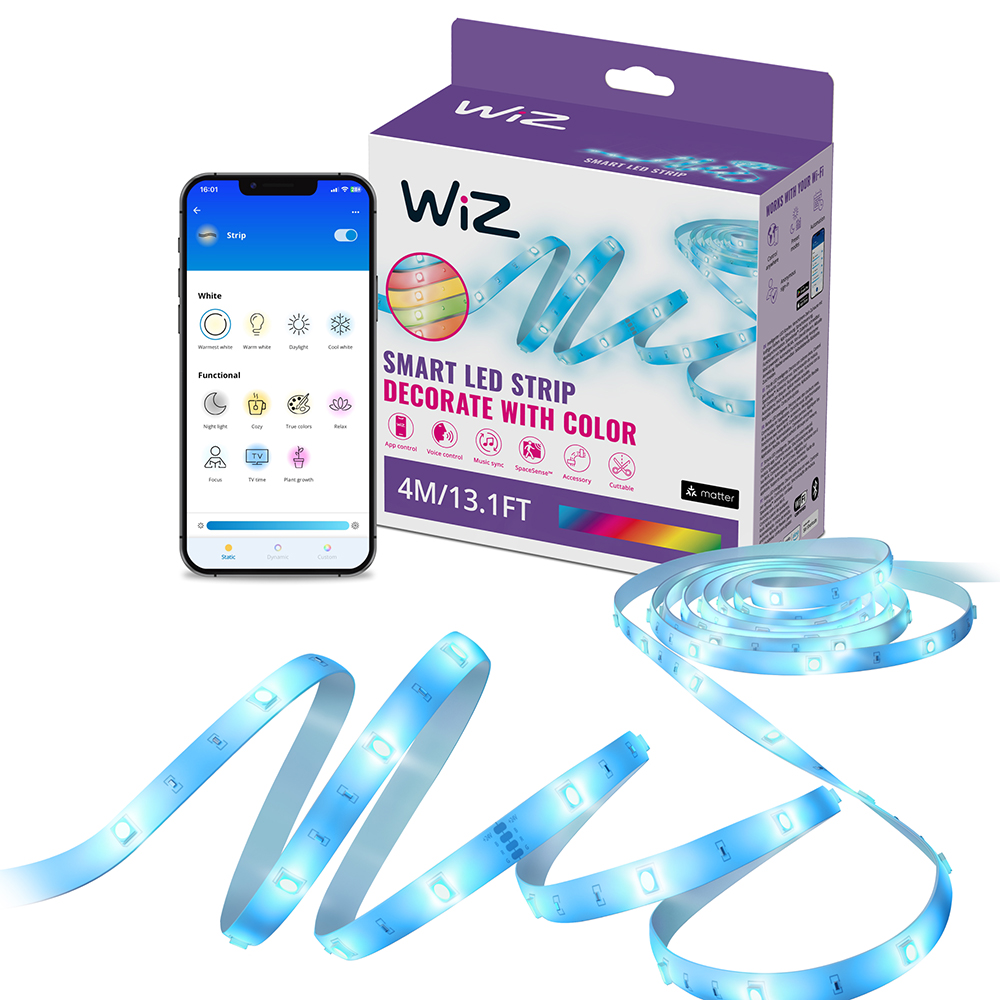 Banda LED Smart WIZ 8720169078222, Wi-Fi, LED RGB, 5.3W, 4m