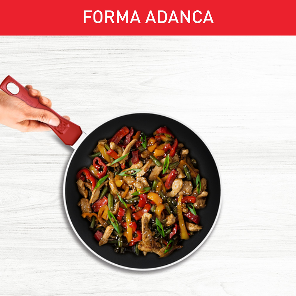 Tigaie Wok TEFAL Daily Expert, 28 cm, aluminiu, Thermo-Signal, invelis antiaderent, rosu