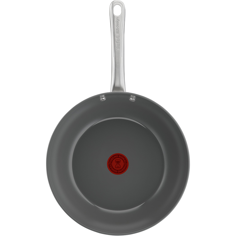 Tigaie TEFAL Renew+, 28 cm, aluminiu reciclat, Thermo-Signal, invelis ceramic, gri