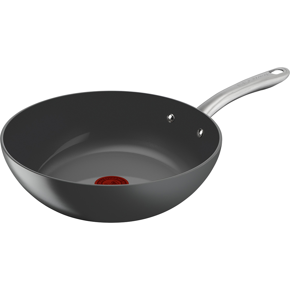 Tigaie TEFAL Renew+, 28 cm, aluminiu reciclat, Thermo-Signal, invelis ceramic, gri