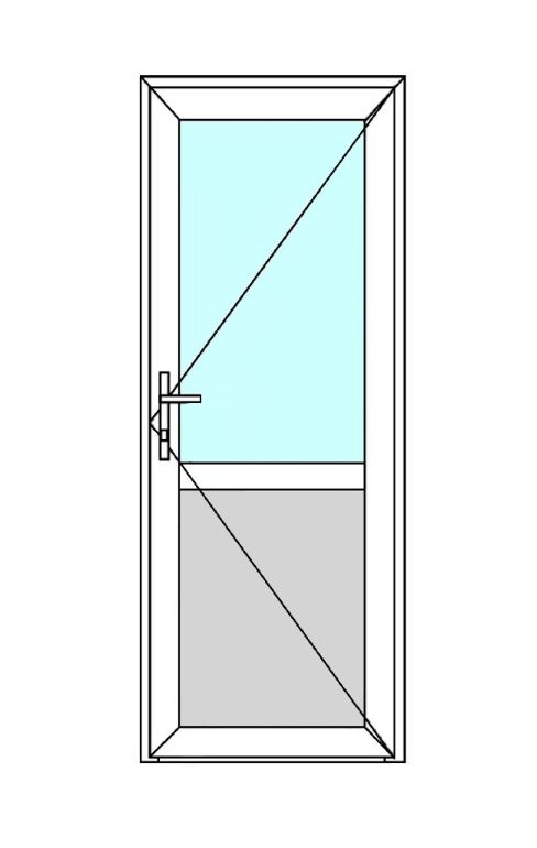 Usa exterior APLAST, cu geam, dreapta, PVC, 4 camere, 2/3, 88 x 205 cm, gri antracit