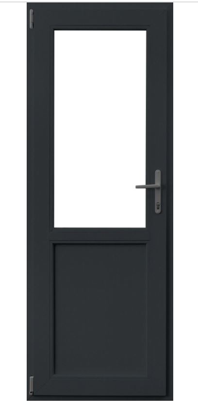 Usa exterior APLAST, cu geam, stanga, PVC, 4 camere, 2/3, 88 x 205 cm, gri antracit