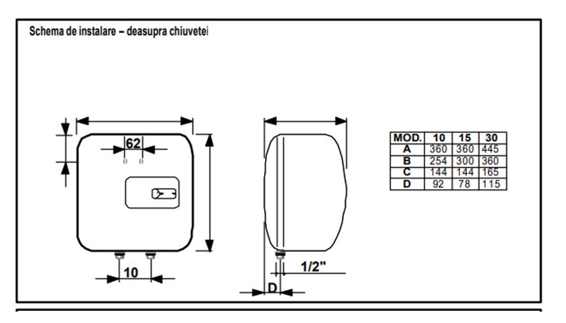 Boiler electric 15 L, 1200 W, 36 x 36 cm  Simat 
