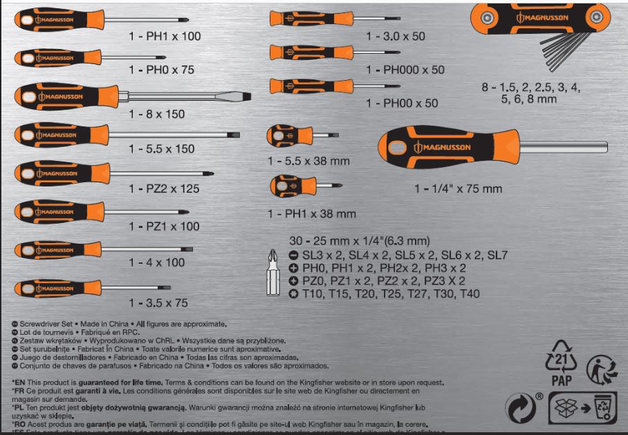 Set mix surubelnite, 54 piese  Magnusson