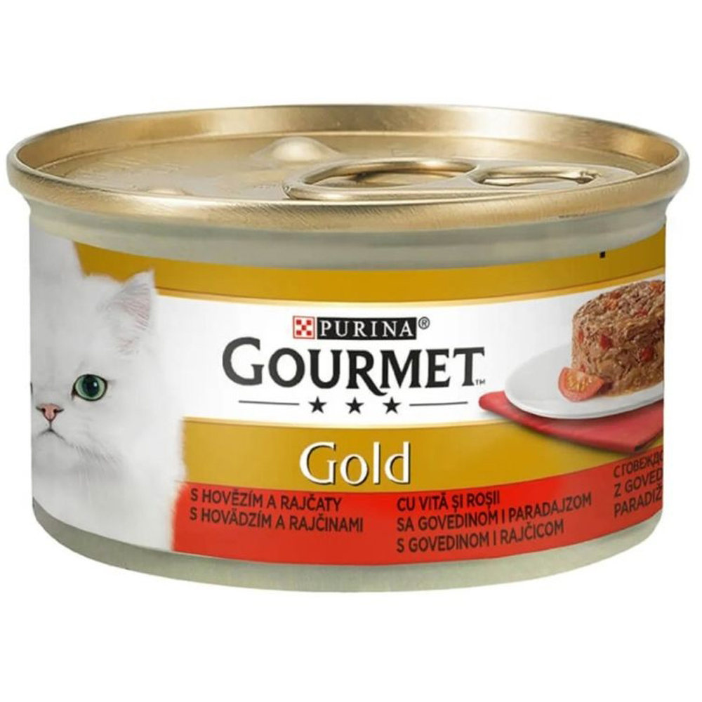 Hrana umeda pentru pisici PURINA GOURMET Gold, Vita si rosii, 85 g