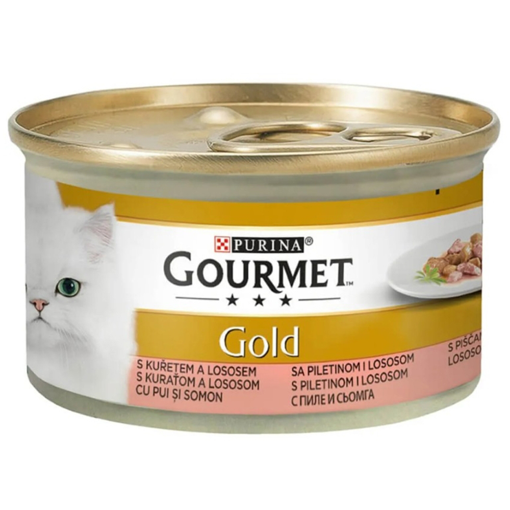 Hrana umeda pentru pisici PURINA GOURMET Gold, Somon si pui, 85 g