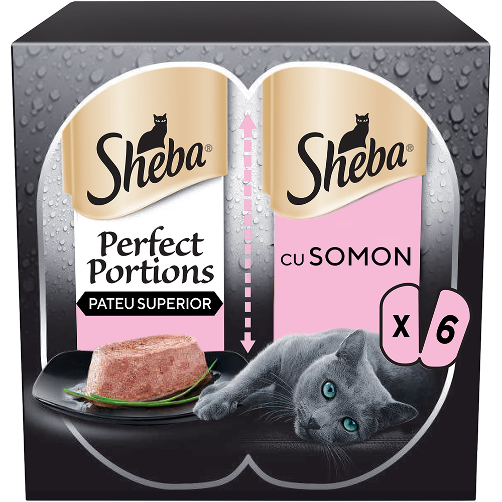 Hrana umeda pentru pisici SHEBA Perfect Portions, Adult, Somon, 6 x 37.5g