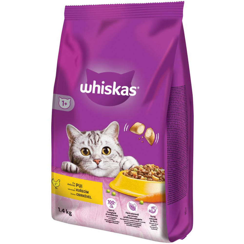 Hrana uscata pentru pisici WHISKAS, Adult, pui, 1.4 Kg