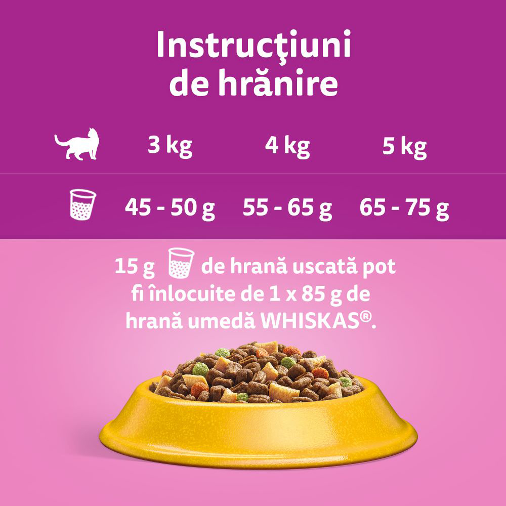 Hrana uscata pentru pisici WHISKAS, Adult, pui, 1.4 Kg