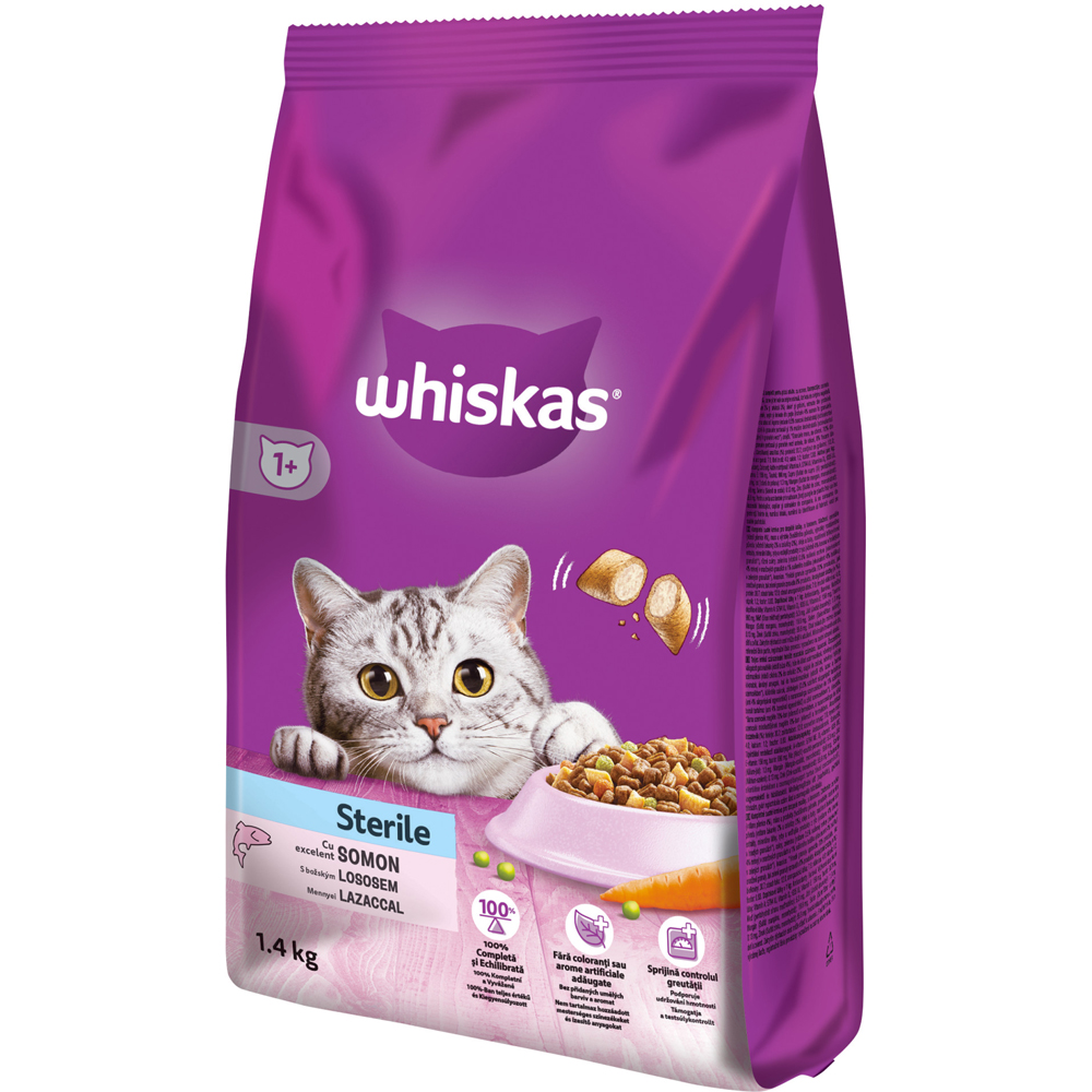 Hrana uscata pentru pisici WHISKAS, Sterile, Somon, 1.4 kg