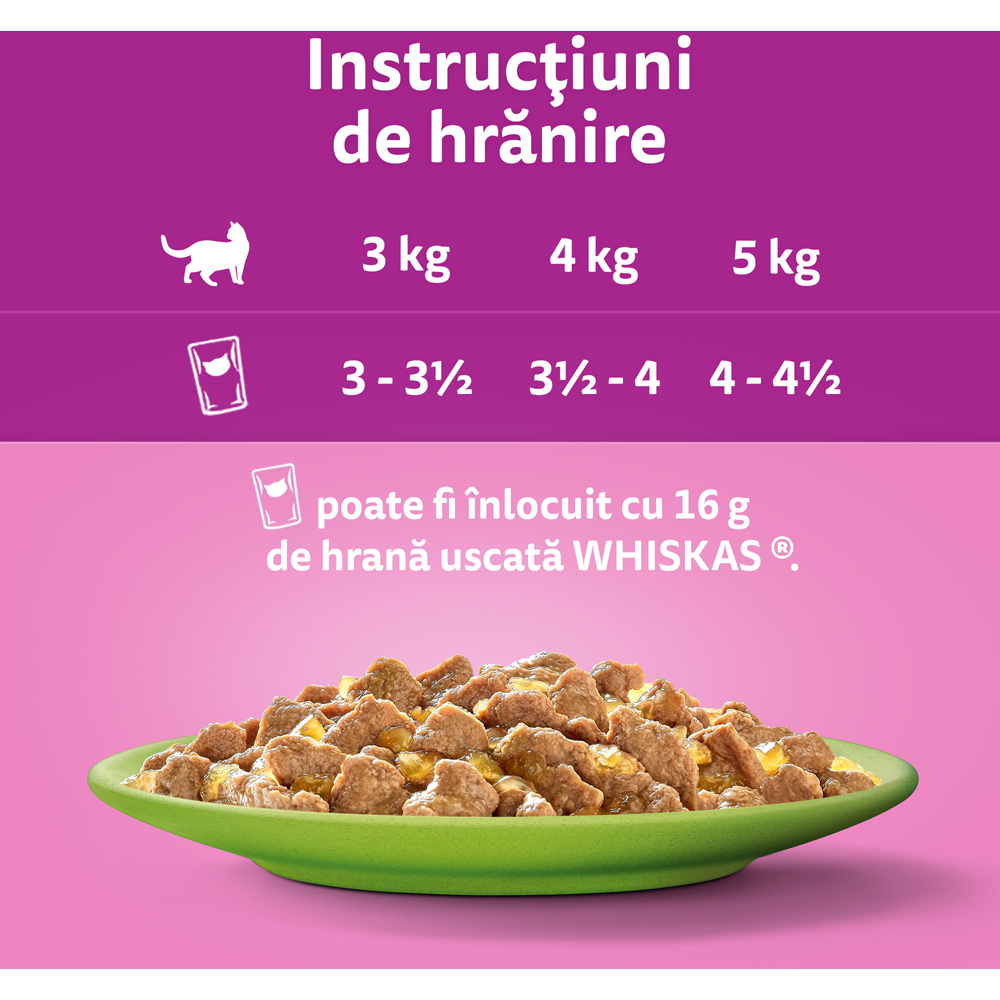 Hrana umeda pentru pisici WHISKAS Meniu Mixt, Adult, Carne in aspic, 40 x 85g