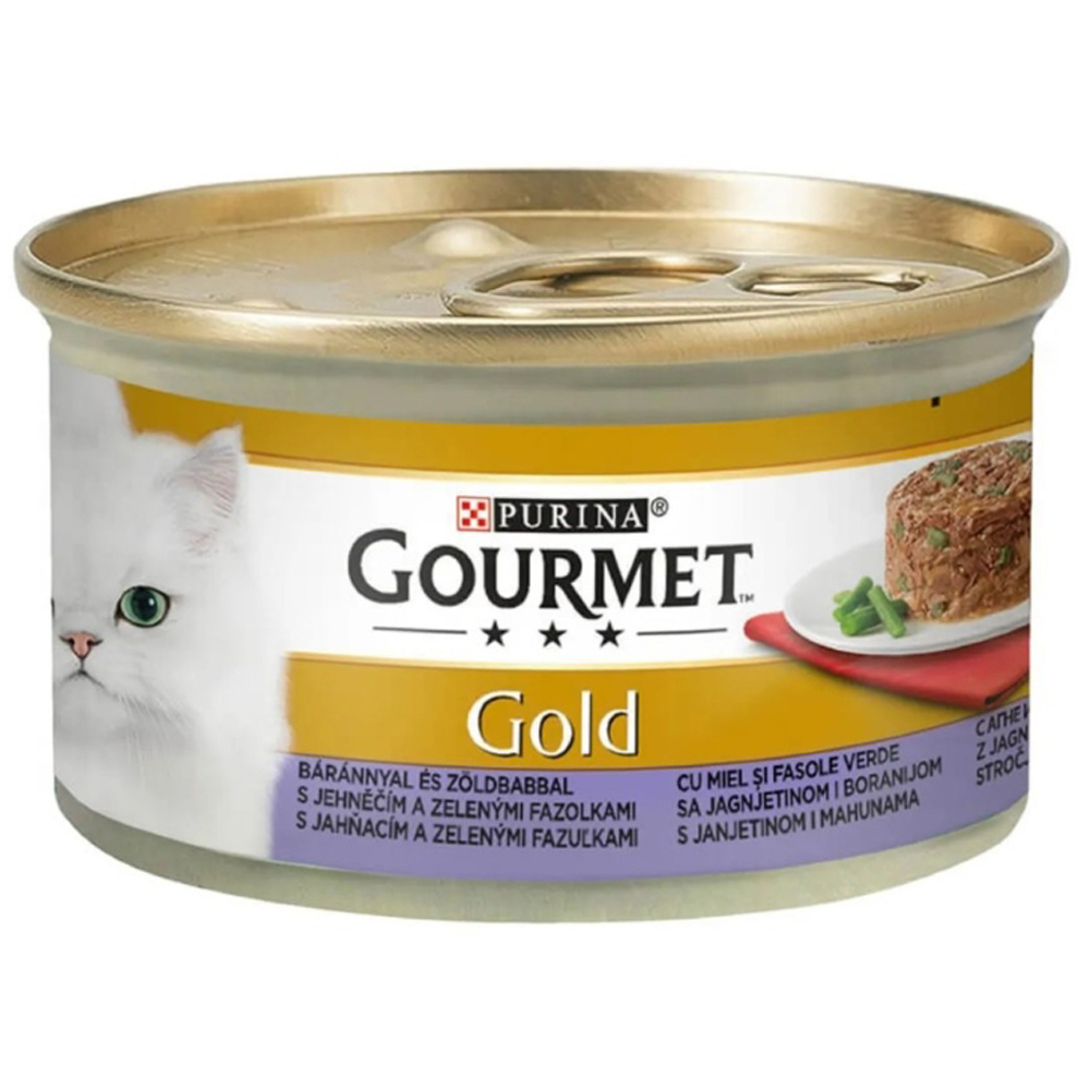 Hrana umeda pentru pisici PURINA GOURMET Gold, Miel si fasole verde, 85 g