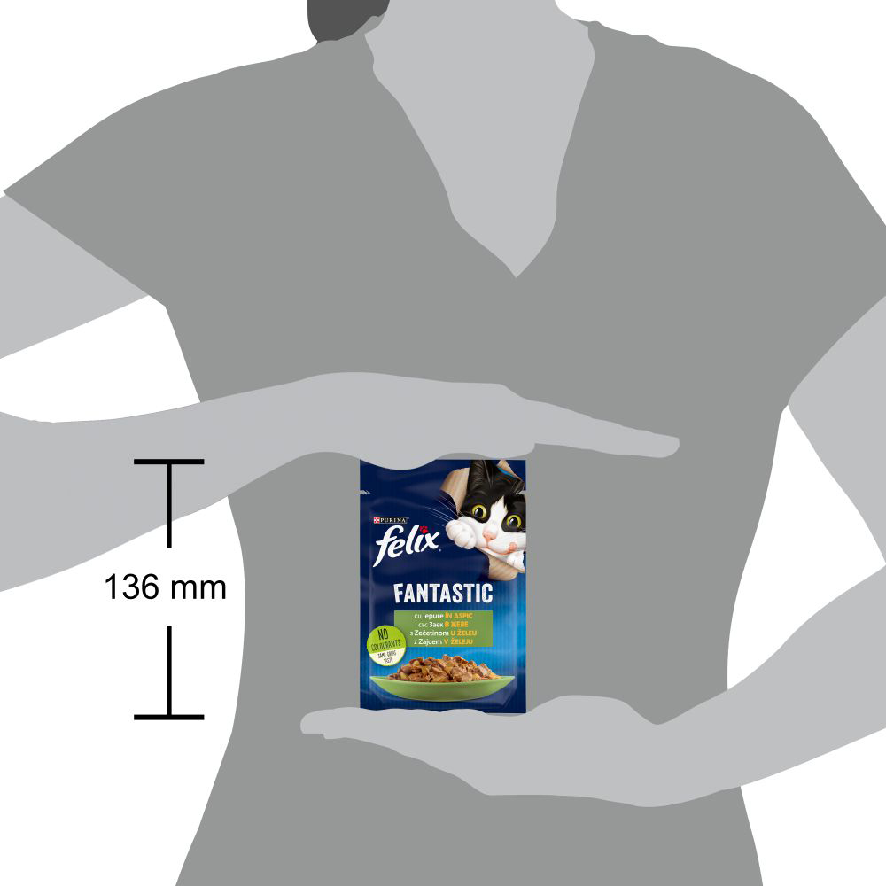 Hrana umeda pentru pisici FELIX Fantastic, Adult, Iepure in aspic, 85 g