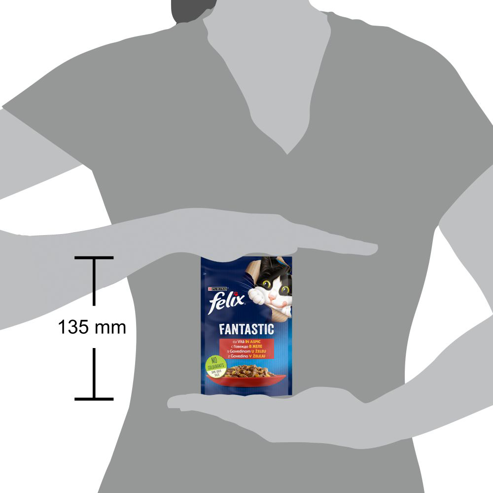 Hrana umeda pentru pisici FELIX Fantastic, Adult, Vita in aspic, 85 g