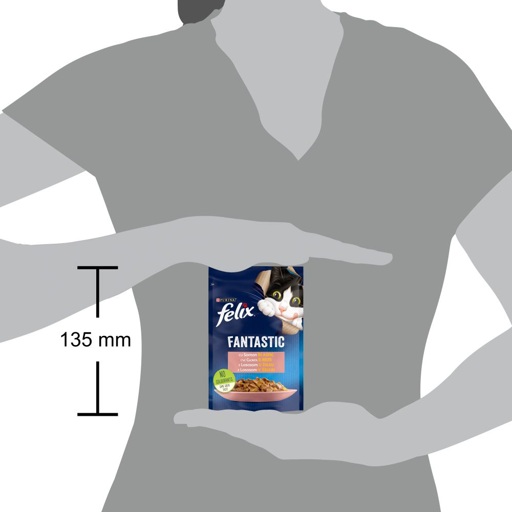 Hrana umeda pentru pisici FELIX Fantastic, Adult, Somon in aspic, 85 g