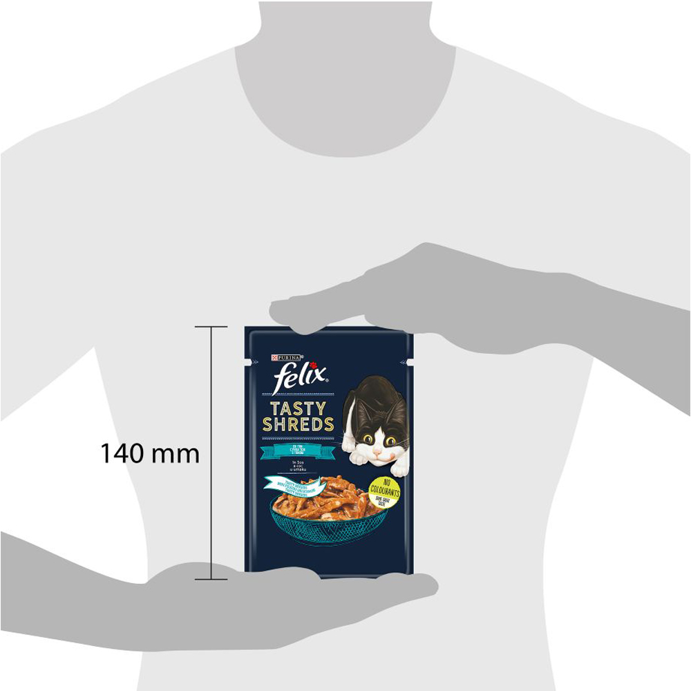 Hrana umeda pentru pisici FELIX Tasty Shreds, Adult, Ton, 80 g