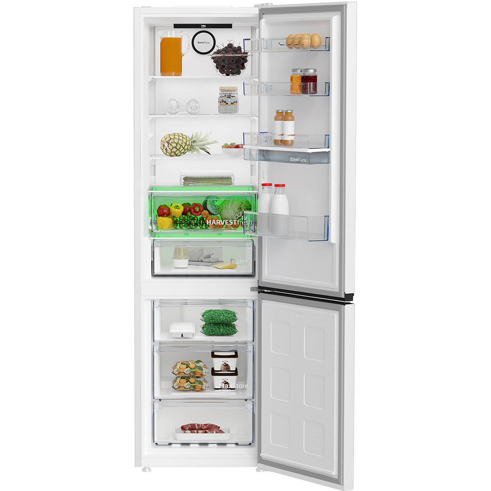 Combina frigorifica BEKO B3RCNA404HDW, No Frost, 355 l, H 203.5 cm, Clasa E, Dozator apa, alb