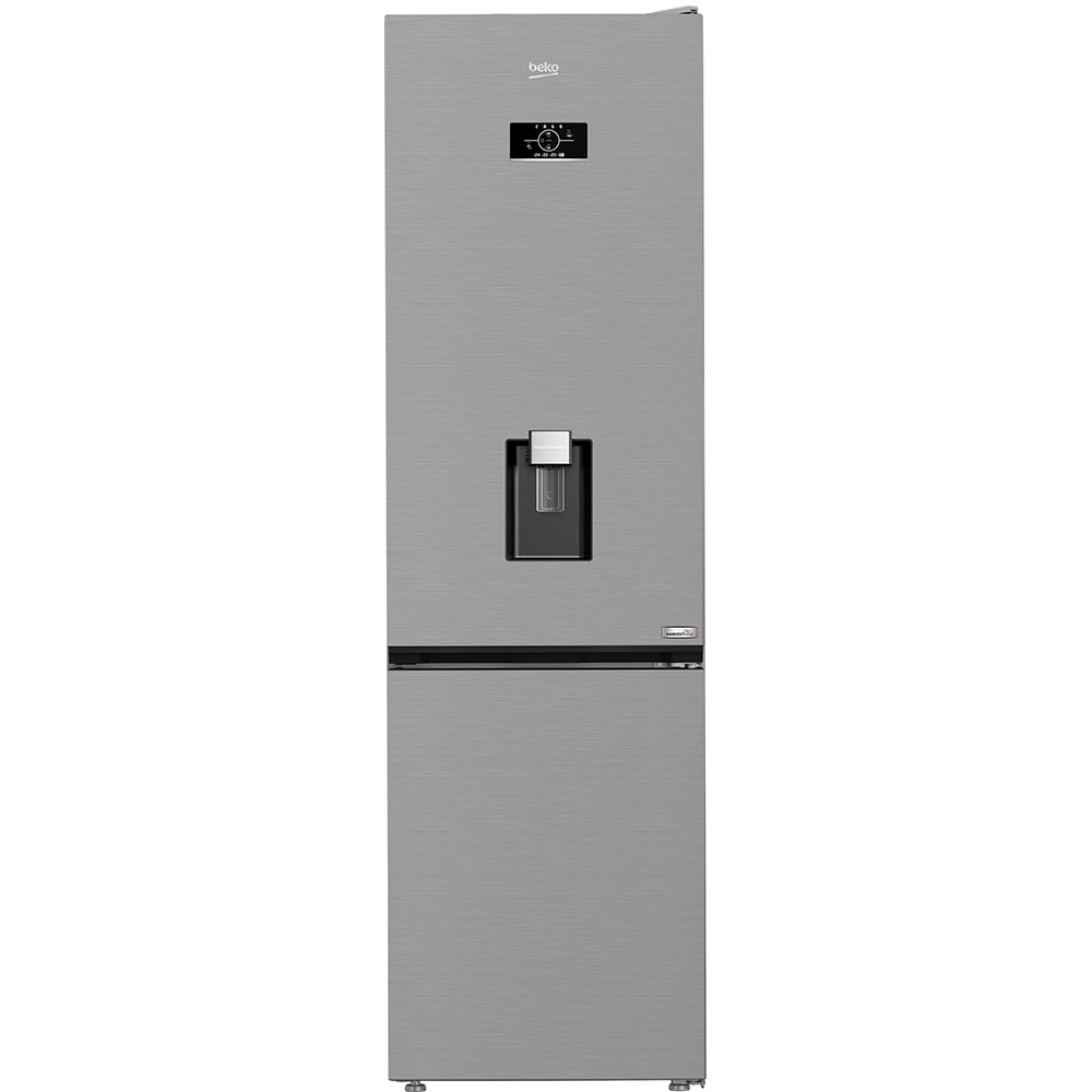 Combina frigorifica BEKO B3RCNA404HDXB1, No Frost, 355 l, H 203.5 cm, Clasa E, Dozator apa, argintiu