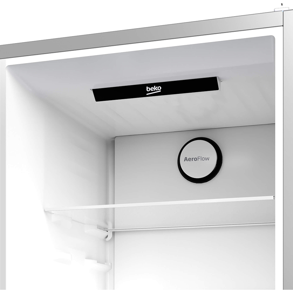 Combina frigorifica BEKO B5RCNA405HDM, No Frost, 355 l, H 203.5 cm, Clasa D, Dozator apa, gri lucios
