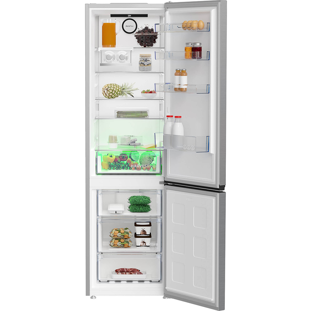 Combina frigorifica BEKO B5RCNA405HXB, No Frost, 355 l, H 203 cm, Clasa D, argintiu