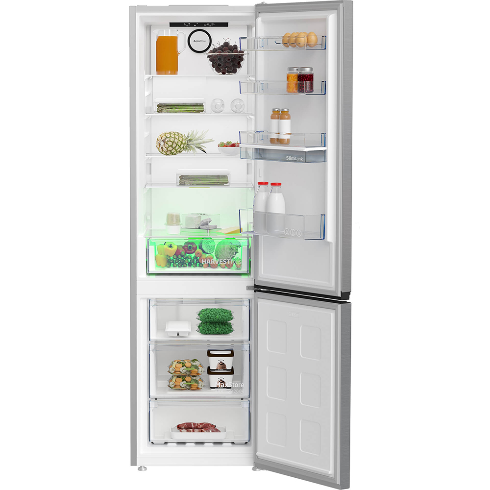 Combina frigorifica BEKO B5RCNA406DHXB1, No Frost, 355 l, H 203 cm, Clasa C, Dozator apa, inox
