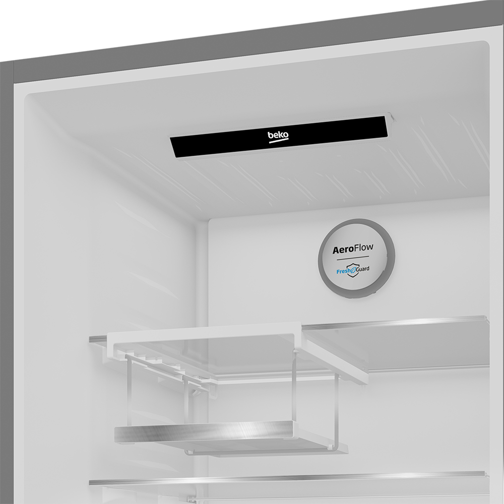 Combina frigorifica BEKO B5RCNA406LXBW, No Frost, 355 l, H 203 cm, Clasa C, argintiu