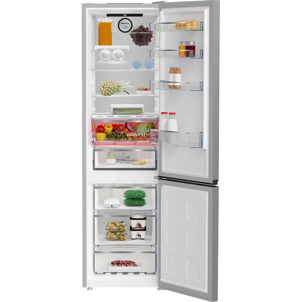 Combina frigorifica BEKO B5RCNA406LXBW, No Frost, 355 l, H 203 cm, Clasa C, argintiu