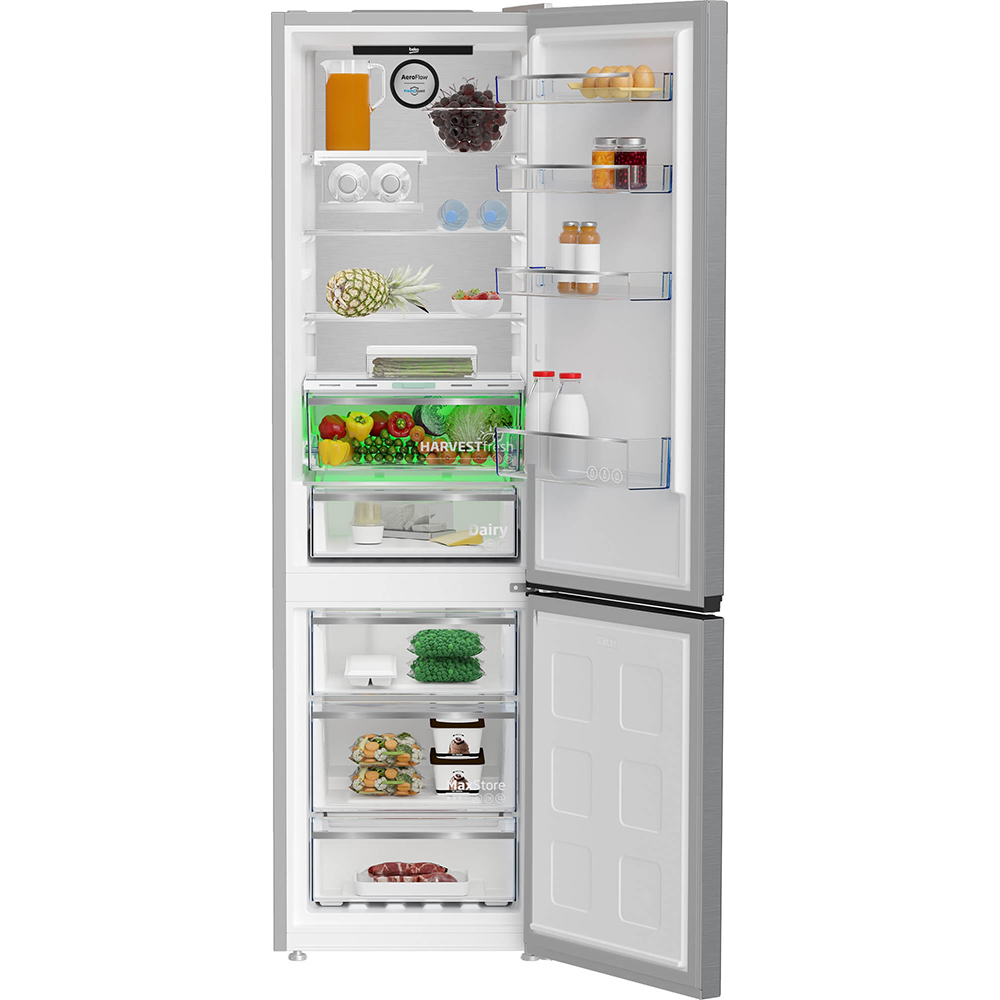Combina frigorifica BEKO B5RCNA406LXBW, No Frost, 355 l, H 203 cm, Clasa C, argintiu