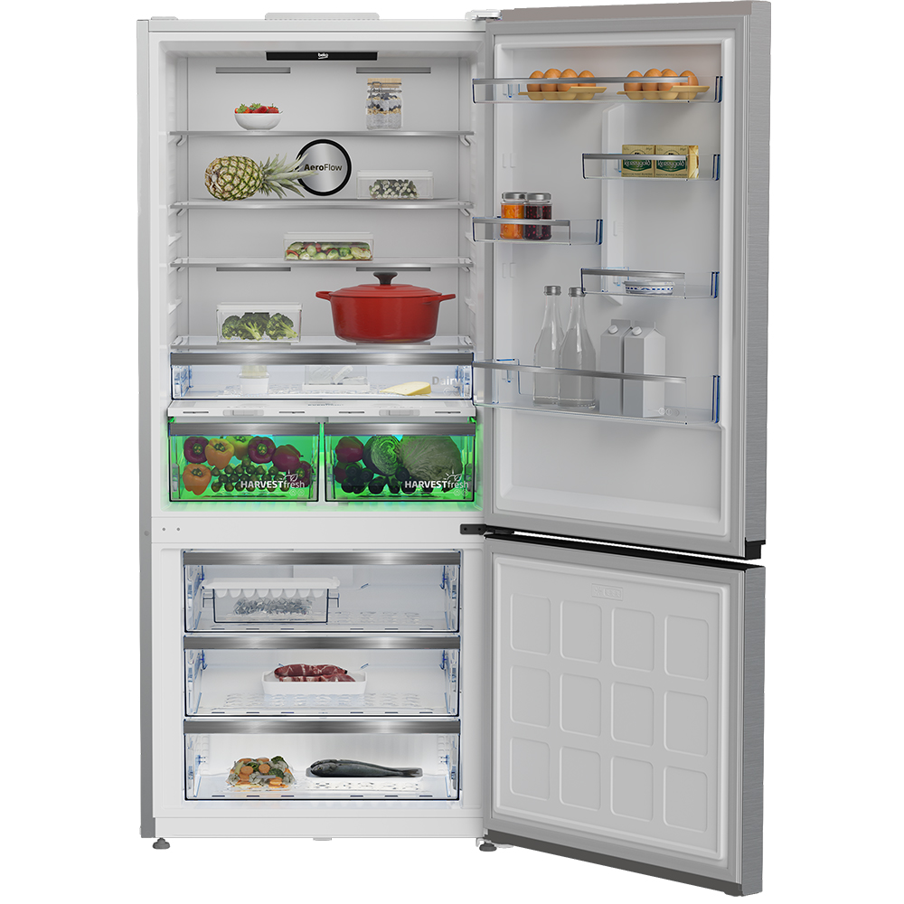 Combina frigorifica BEKO B5RCNE615ZXP, No Frost, 615 l, H 193.5 cm, Clasa D, argintiu