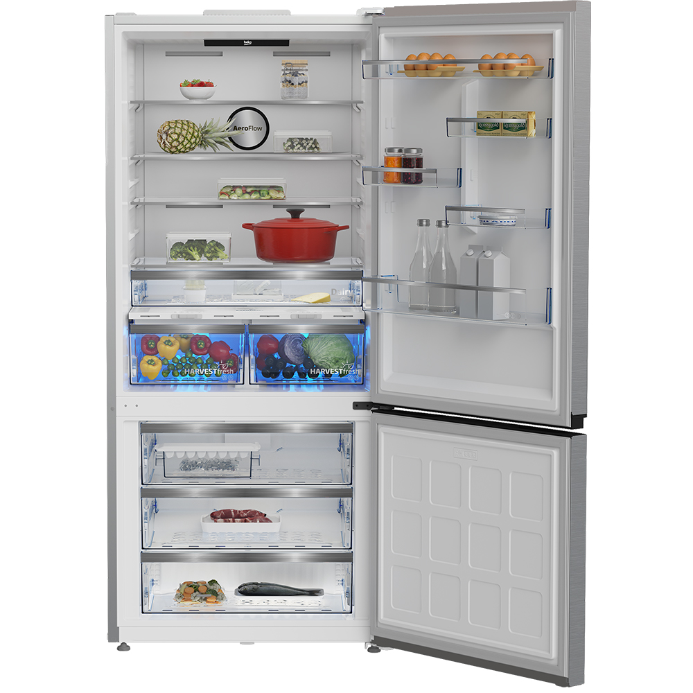 Combina frigorifica BEKO B5RCNE615ZXP, No Frost, 615 l, H 193.5 cm, Clasa D, argintiu