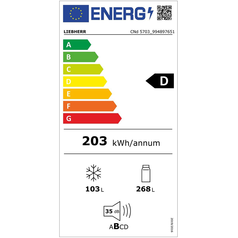 Combina frigorifica LIEBHERR CNd 5703 Pure, Duo Cooling, 371 l, H 201.5 cm, Clasa D, alb