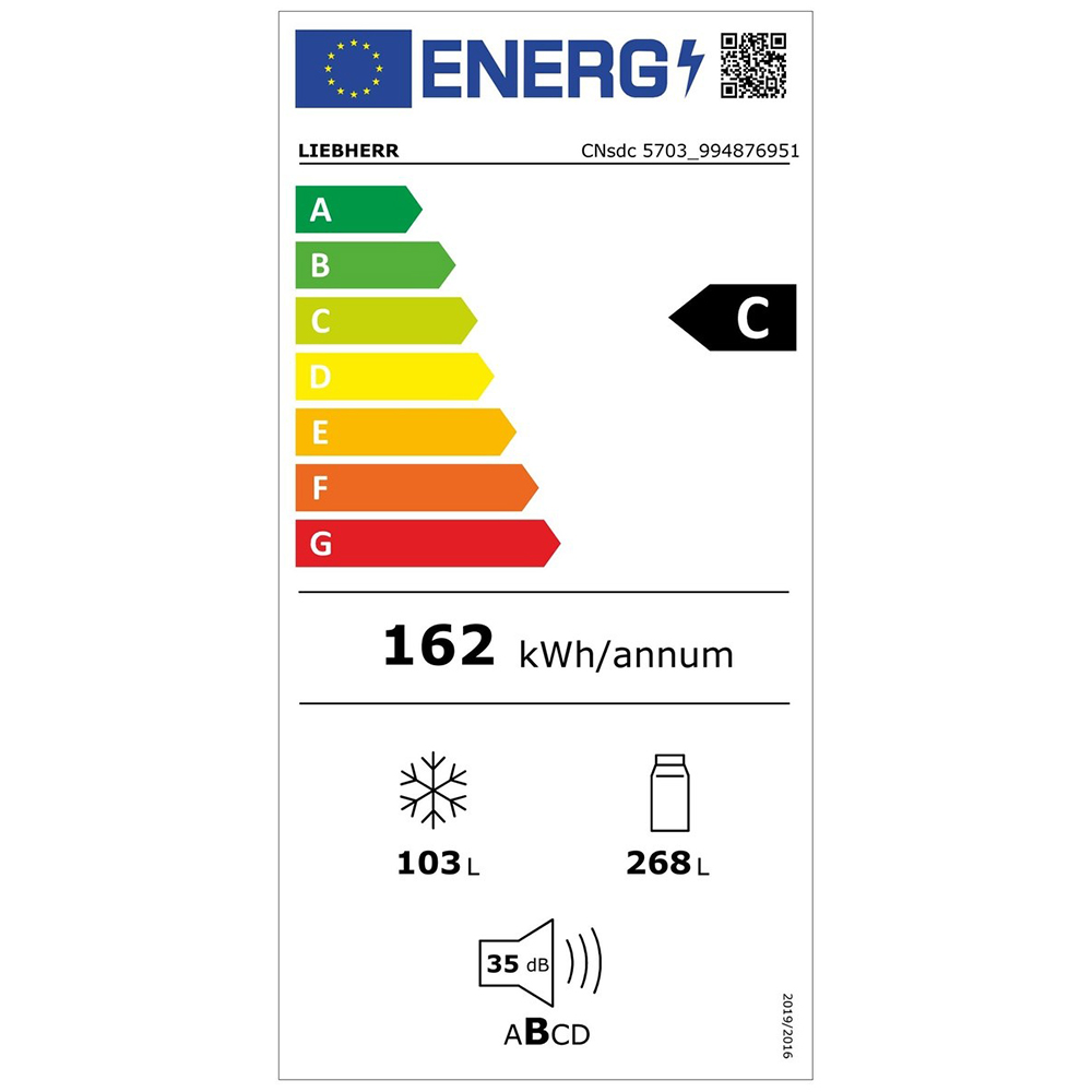 Combina frigorifica LIEBHERR CNsdc 5703, Duo Cooling, 371 l, H 201.5 cm, Clasa C, inox