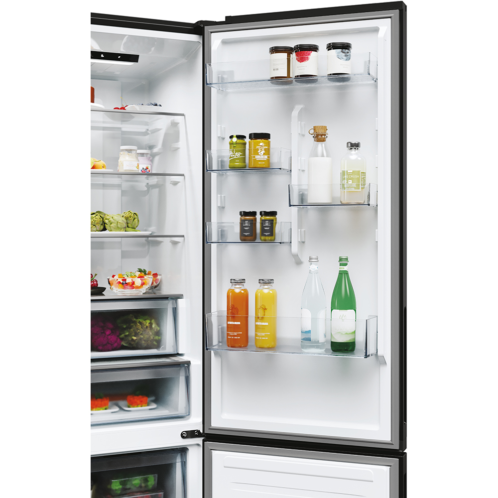 Combina frigorifica CANDY ECN2CQTEB206, Total No Frost, 409 l, H 205 cm, Clasa E, negru