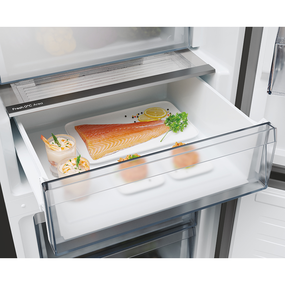 Combina frigorifica CANDY ECN2CQTEB206, Total No Frost, 409 l, H 205 cm, Clasa E, negru