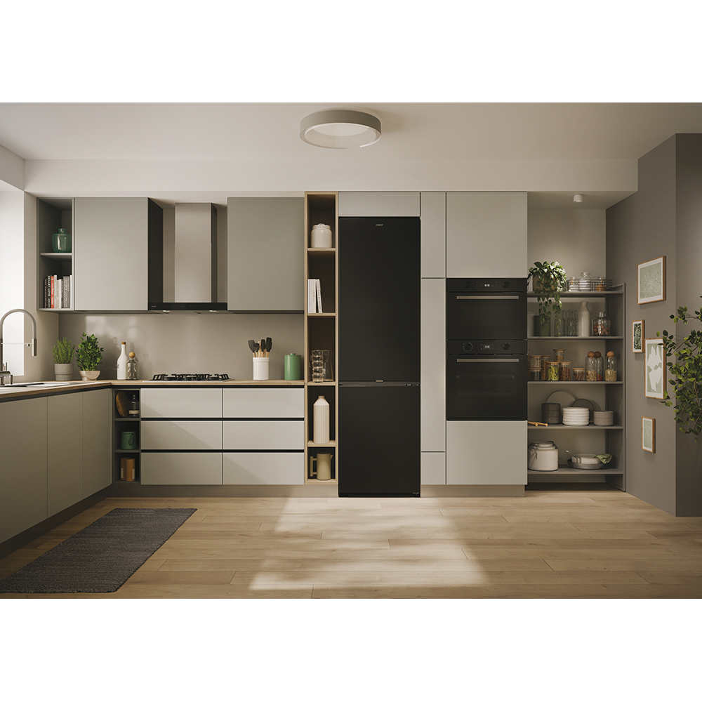 Combina frigorifica CANDY ECN2CQTEB206, Total No Frost, 409 l, H 205 cm, Clasa E, negru