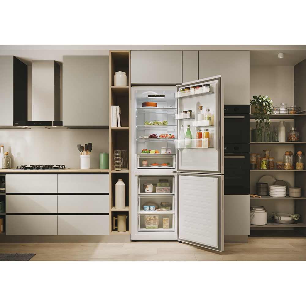 Combina frigorifica CANDY ECN2CQTEW186, Total No Frost, 355 l, H 185 cm, Clasa E, alb