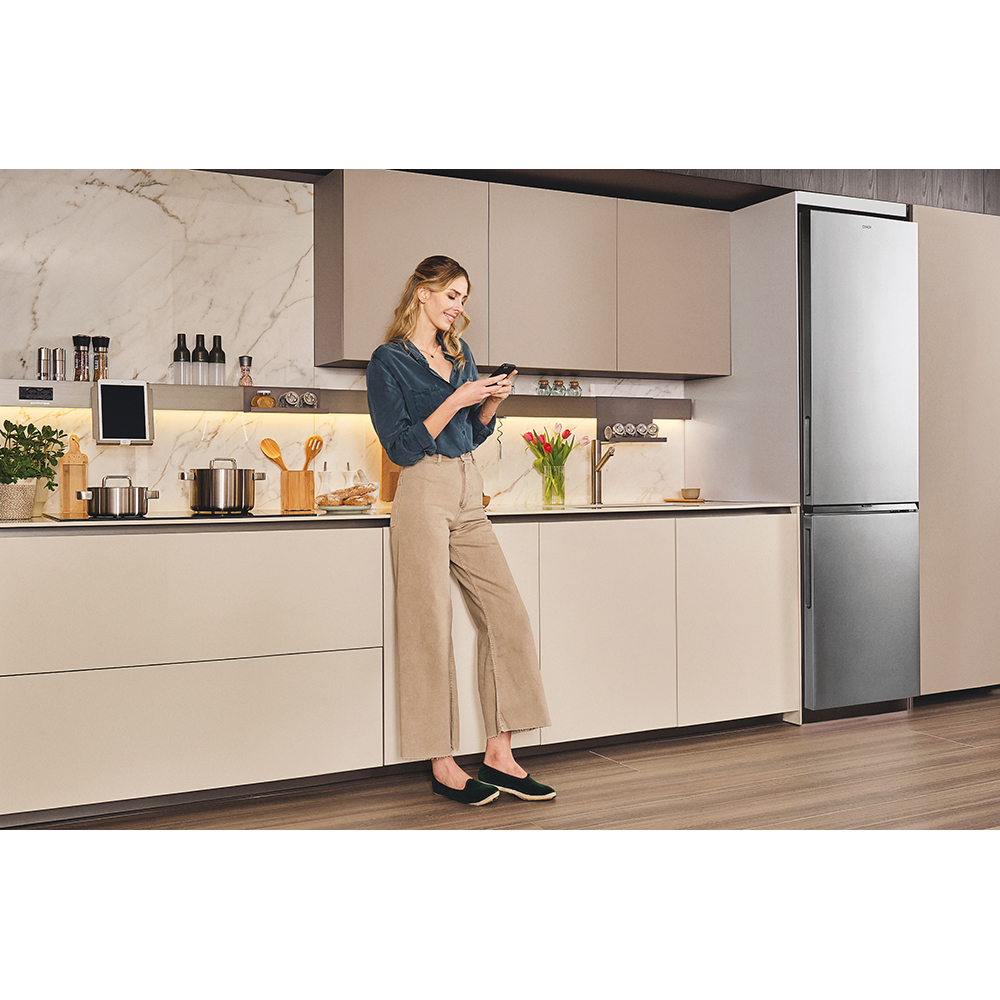 Combina frigorifica CANDY ECN2CQTEX206, Total No Frost, 409 l, H 205 cm, Clasa E, inox